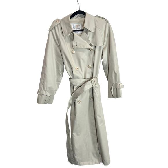 VTG London Fog Maincoats Double Breasted Trench Coat Size 8R Belt Made in USA - Picture 6 of 11